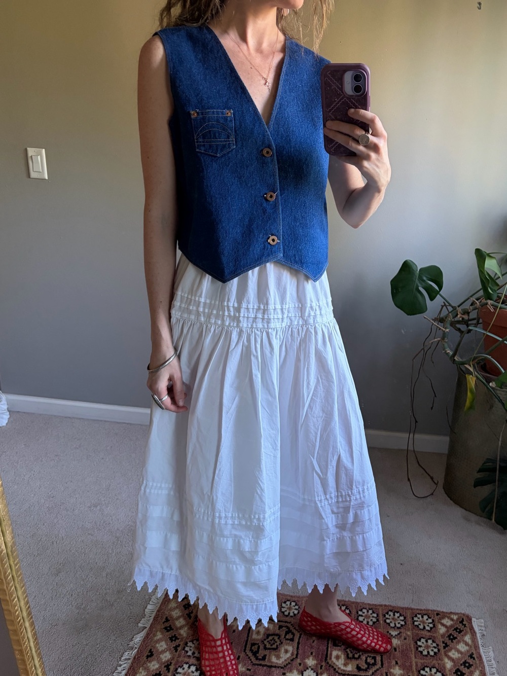 Handmade (by me!) Blue Denim Button Up Vest